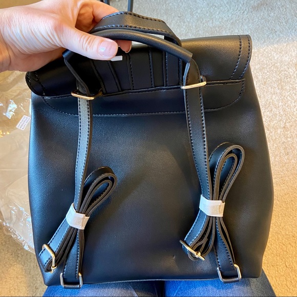NWT black vegan leather mini backpack zipper - Picture 9 of 9